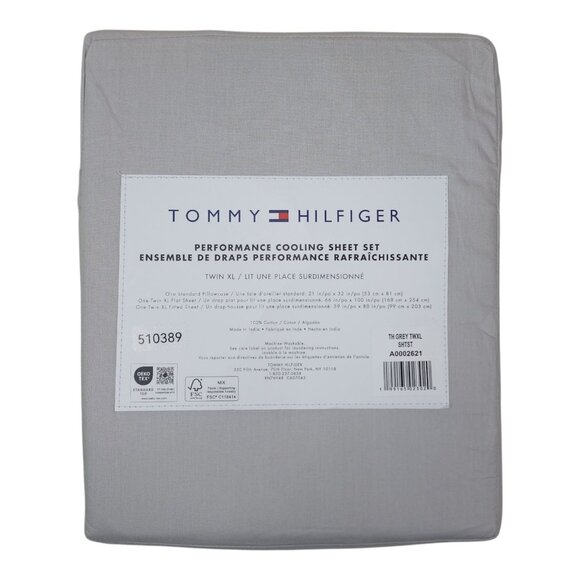 Tommy Hilfiger Performance Cooling Sheet Set Twin XL 100% Cotton Grey - Picture 2 of 13